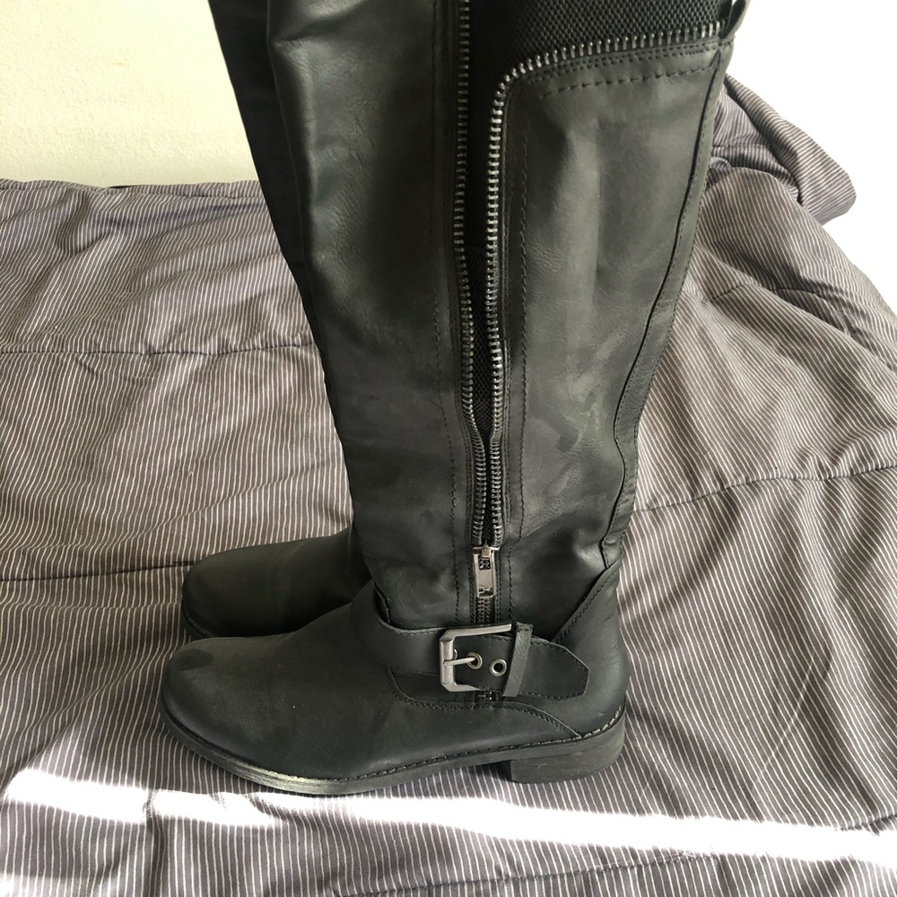 Black High Buckle Boots